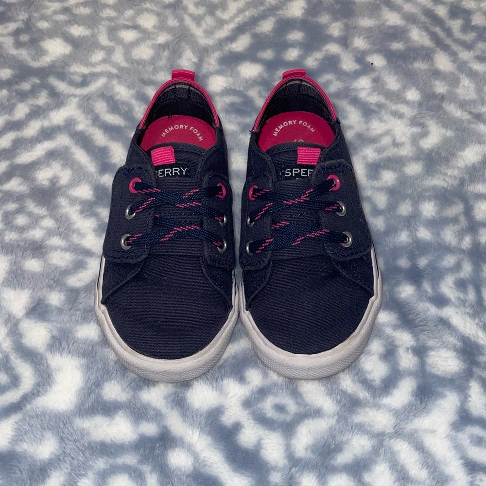 Sperry Toddler Girls Shoes Size 8 Pink/Navy Blue